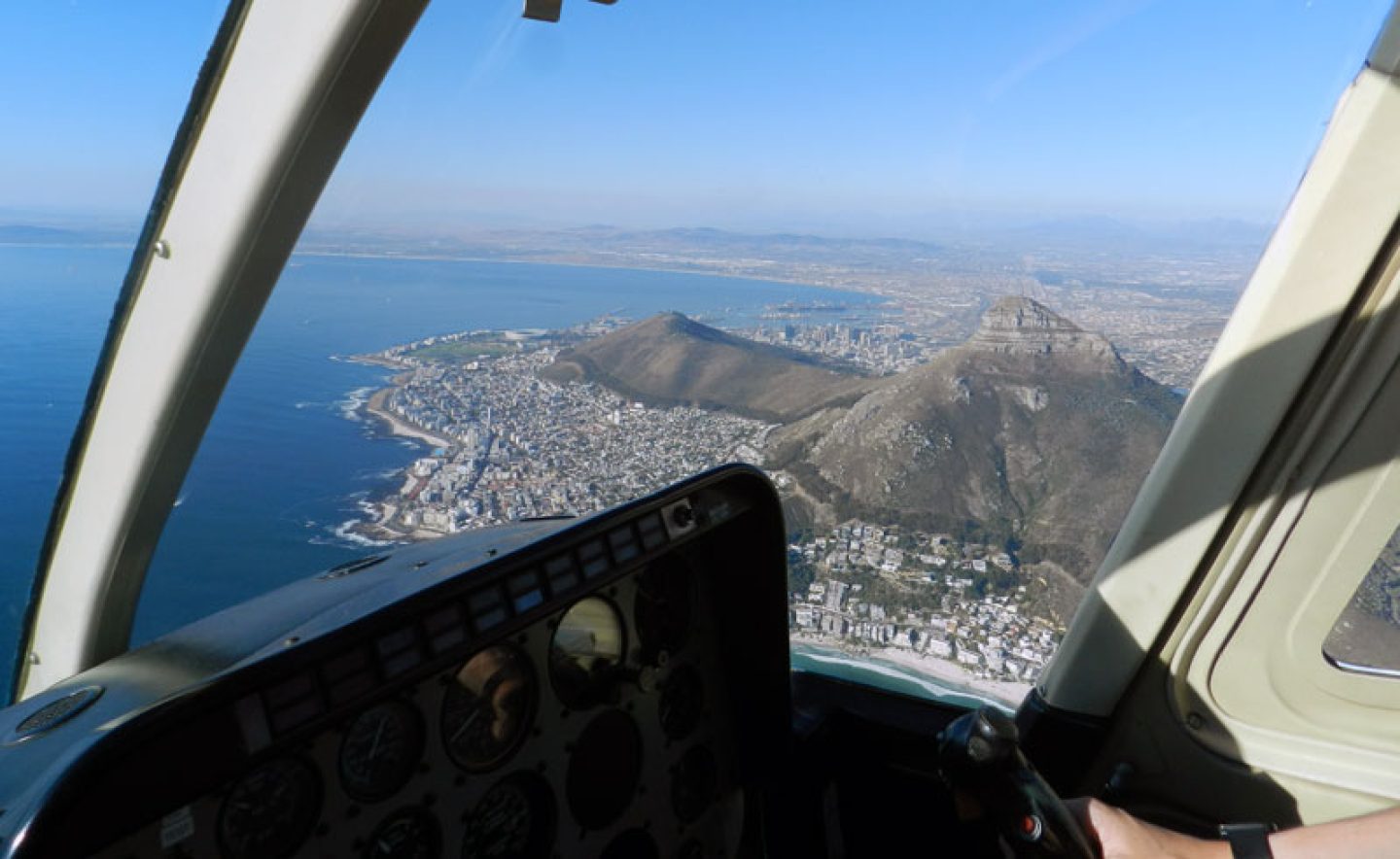 south africa cape town helicopter view from cockpit