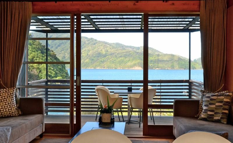 bay of many coves resort marlborough sounds new zealand bedroom view