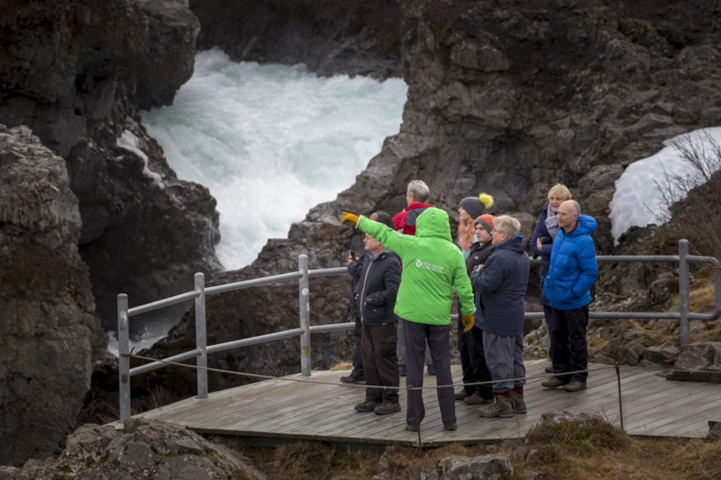 discover the world escorted holiday group hraunfossar iceland