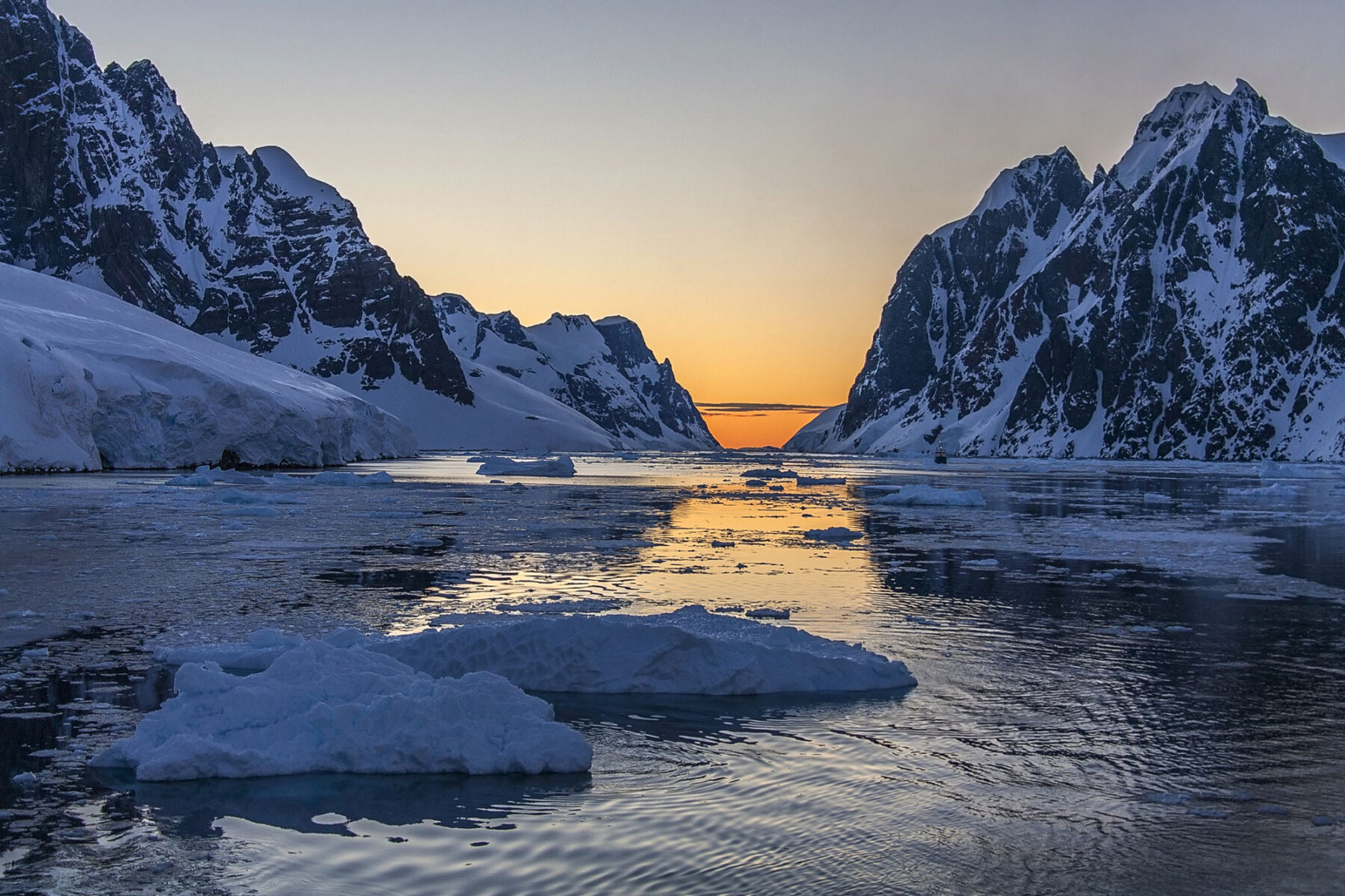 antarctic peninsula lemaire channel low light istock