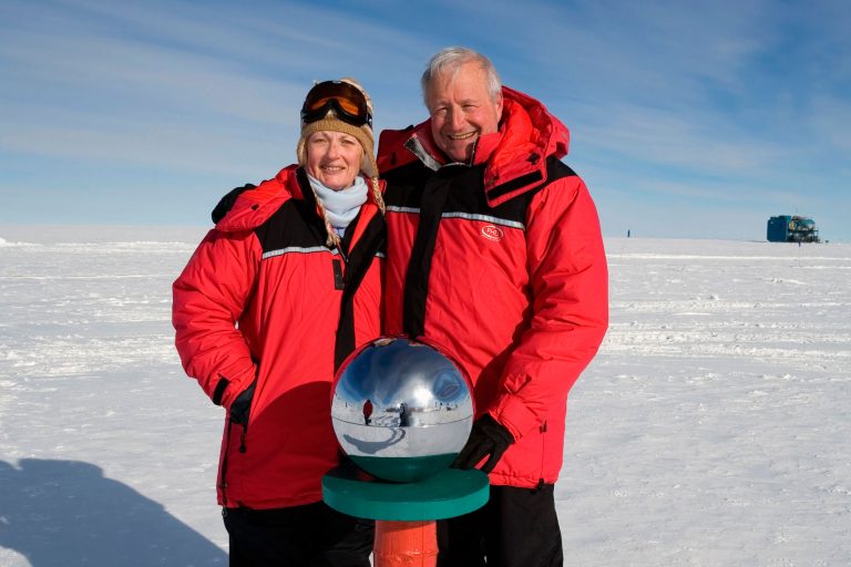 antarctica south pole marker couple ani