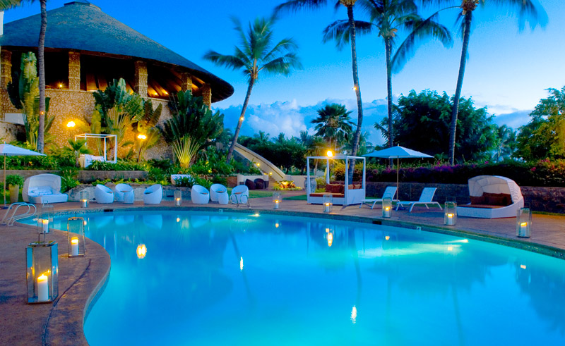 hawaii maui hotel wailea pool evening