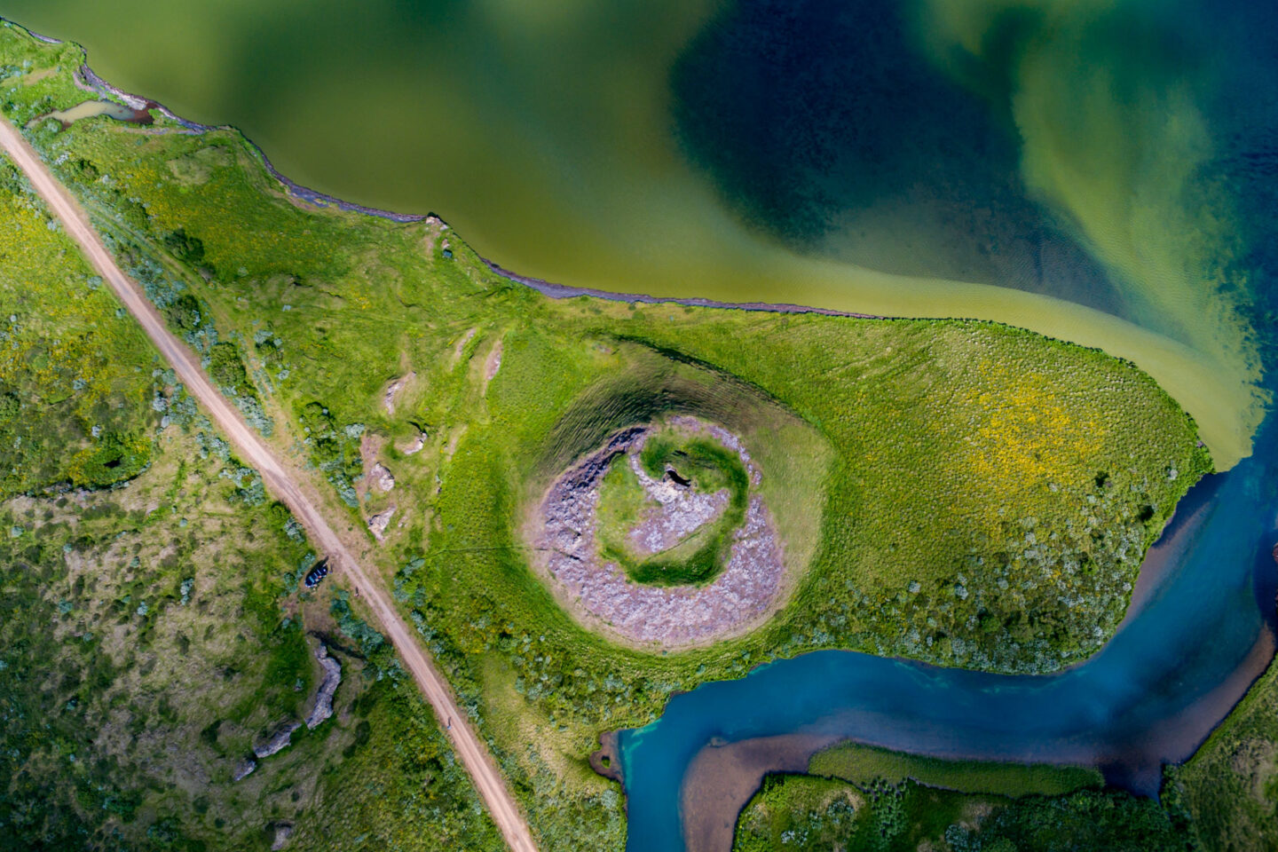 iceland north east myvatn pseudocrater aerial rth
