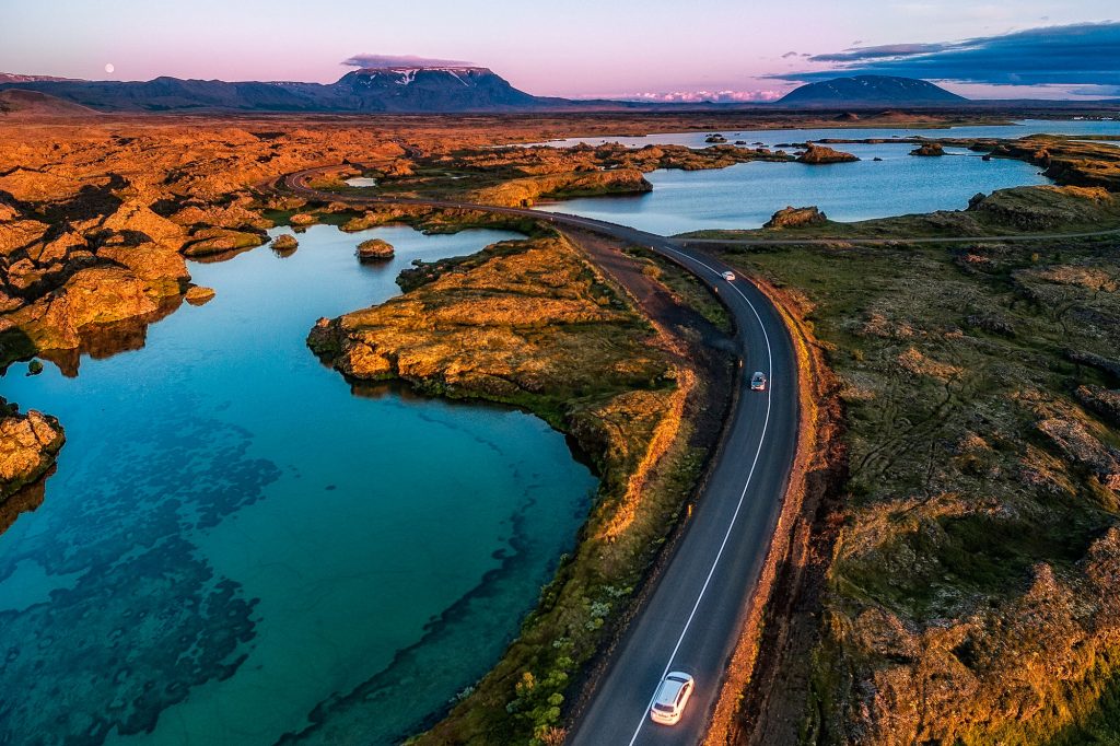 iceland north east myvatn road at sunset rth