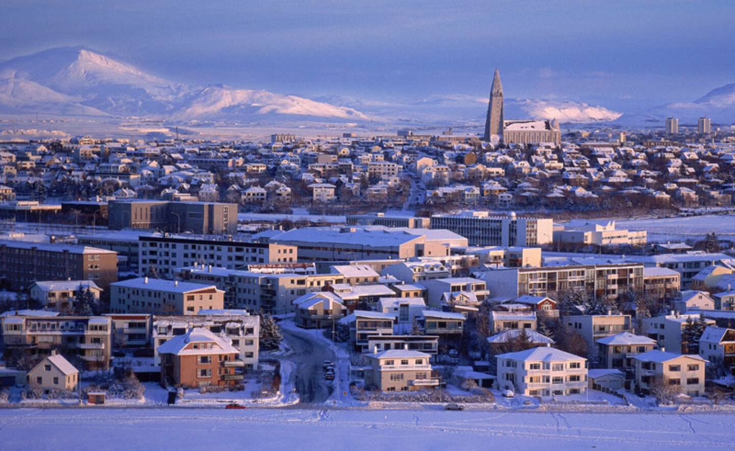 iceland reykjavik cityscape winter rth