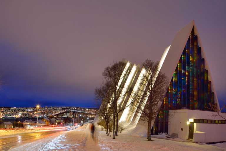 northern norway tromso arctic cathedral night adst