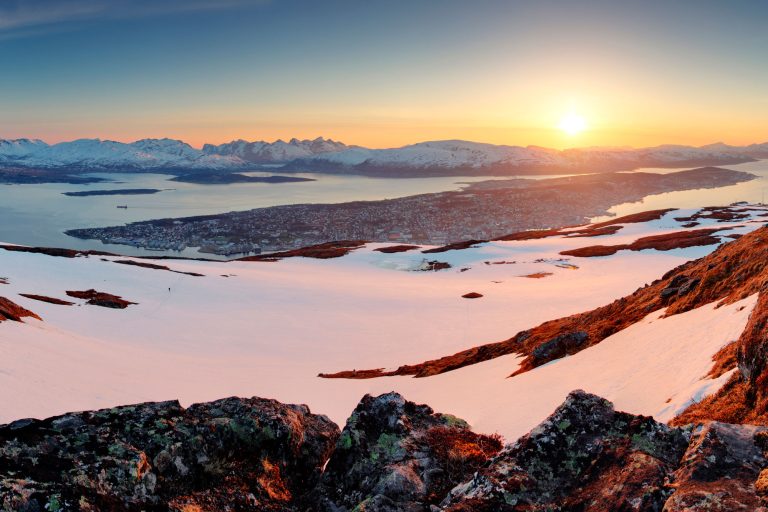 northern norway tromso distant view sunset adstk