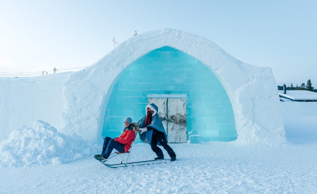 swedish lapland icehotel entrance kick sled2 gte