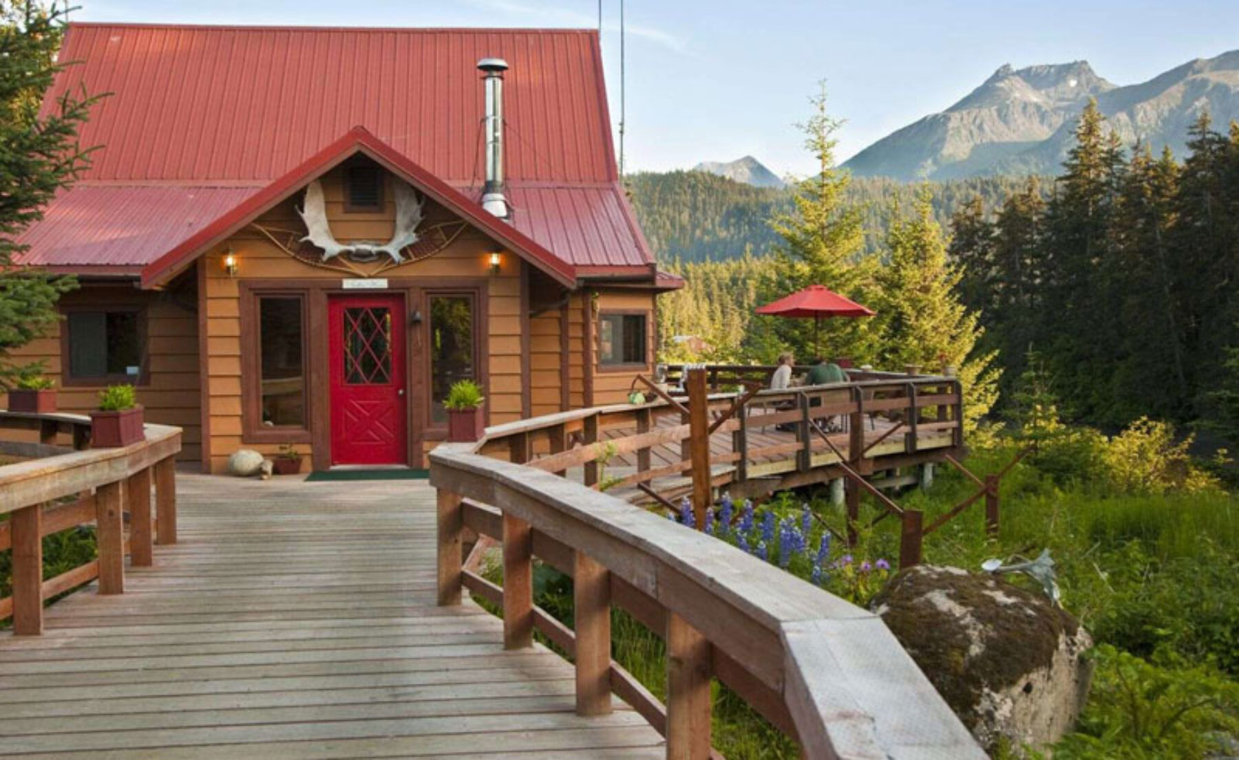 tutka bay wilderness lodge exterior2 wooden walkway