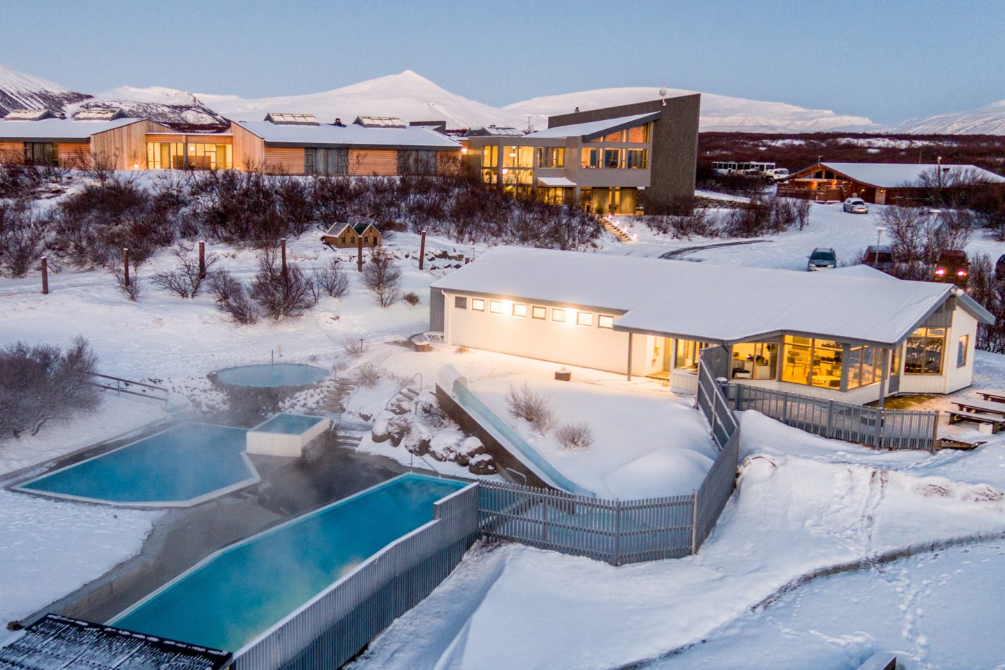 iceland west geothermal pools winter hotel husafell