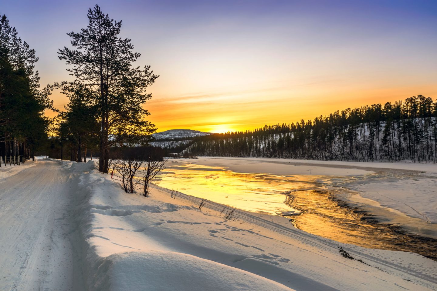 norway finnmark alta river winter sunset istk