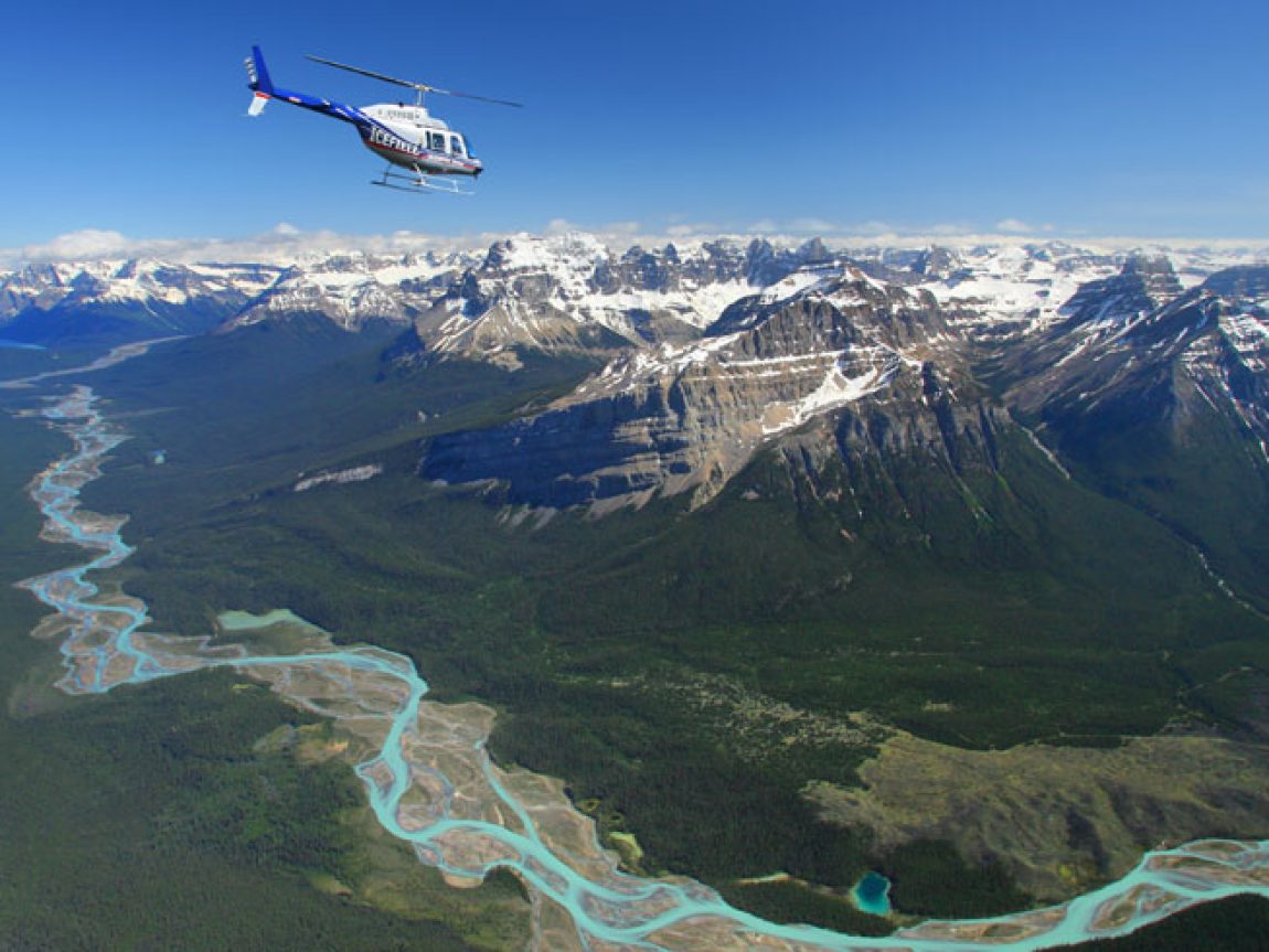 rocky mountains icefields helicopter