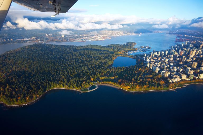canada british columbia aerial view stanley park vancouver istk