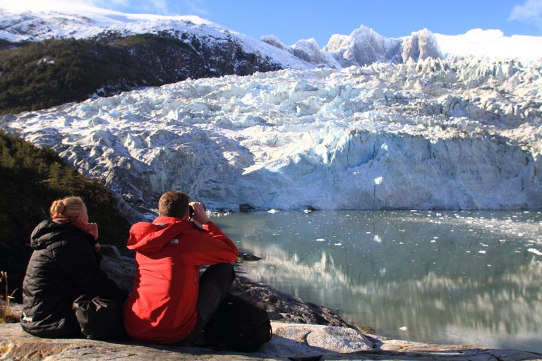 chile patagonia admiring pia glacier aust