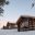 finland lapland muotka log cabins sunset mldge