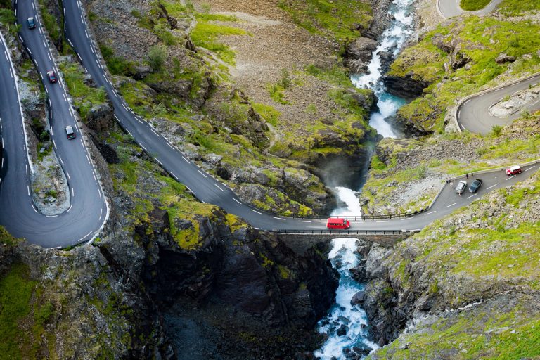 norway fjords trollstigen road aerial view istk