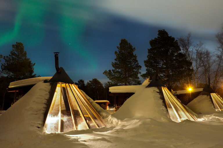 norway northern aurora over holemn tepees