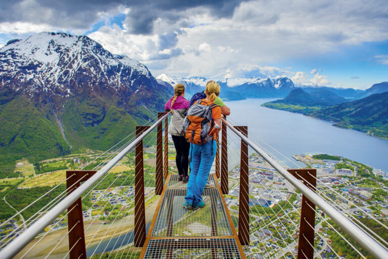norway fjords on viewpoint on rampestreken overlooking andelsnes vnwnor mb