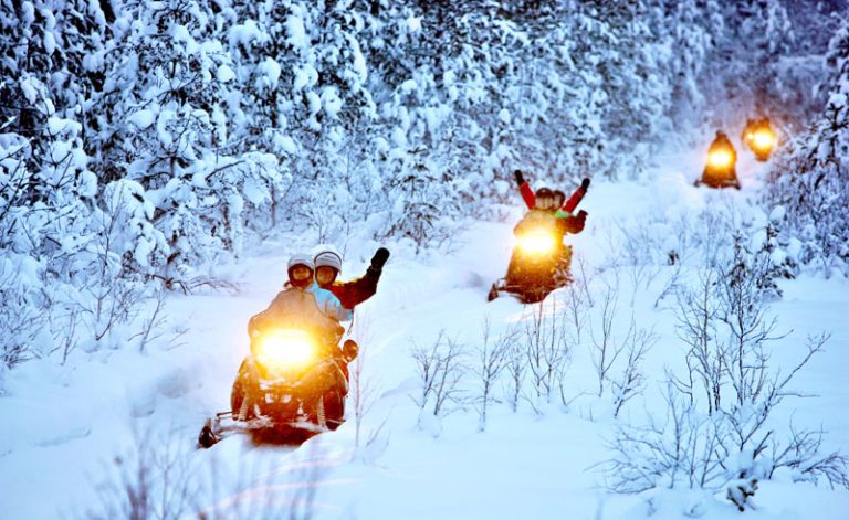 swedish lapland snowmobile forest tour lulea