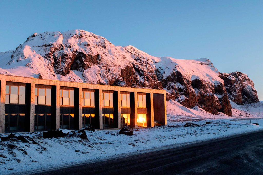 iceland south west hotel kria exterior winter view