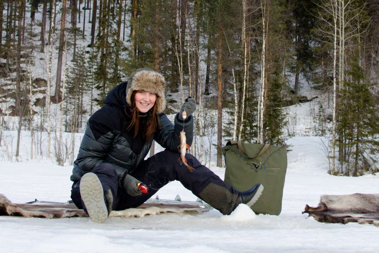 swedish lapland loggers lodge ice fishing