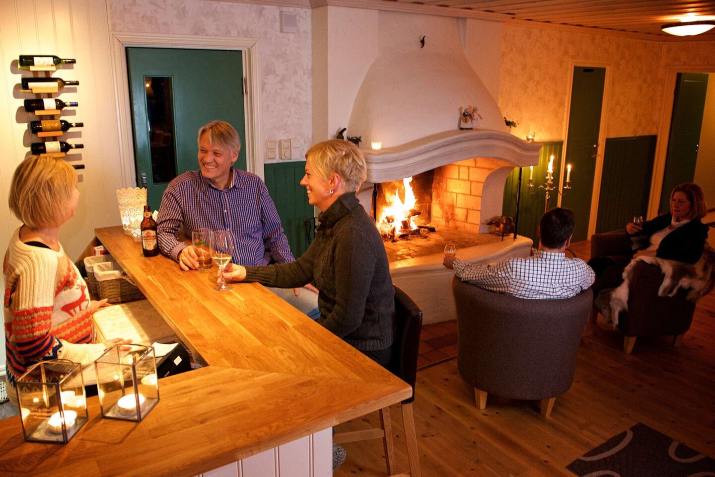 swedish lapland pine bay lodge fireside bar social gr