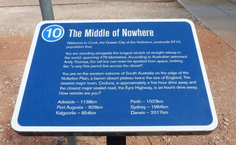 australia middle of nowhere sign indian pacific train liz 1