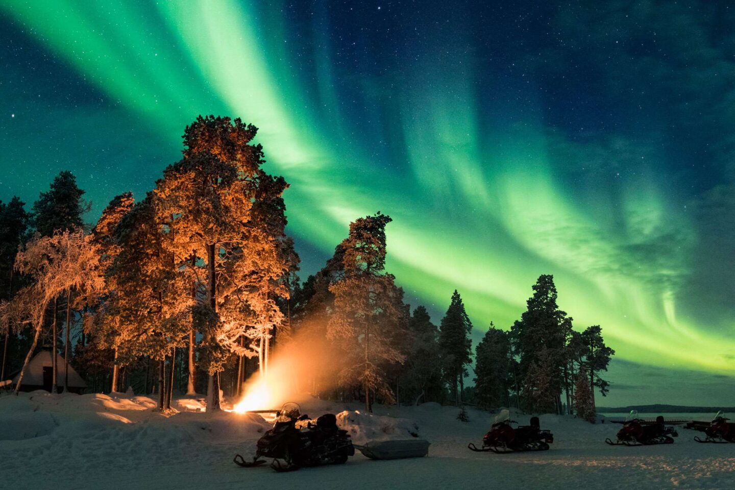 finland snowmobile aurora safari nangu