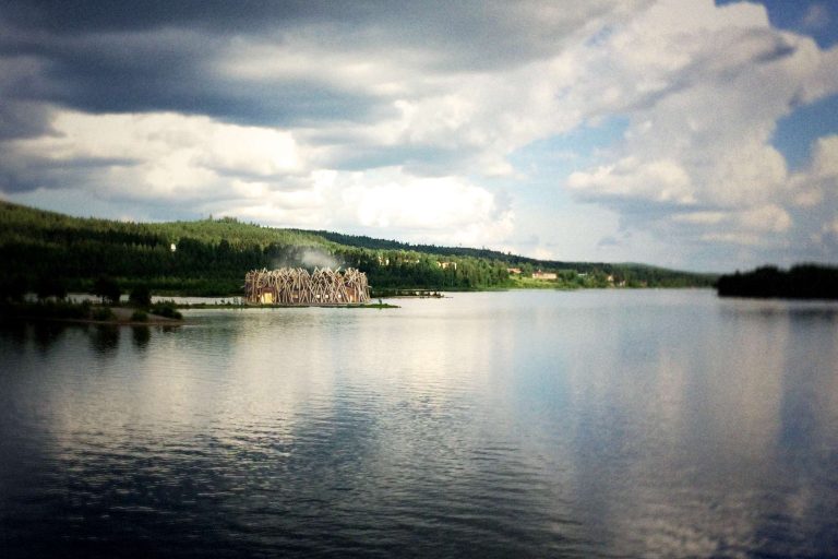 sweden arctic bath summer lake view