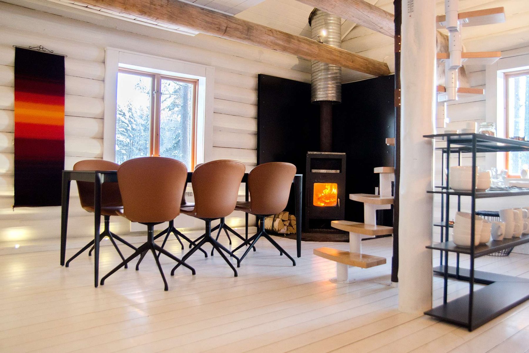 swedish lapland arctic retreat cabin dining area