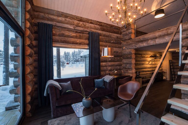 swedish lapland arctic retreat cabin open plan interior