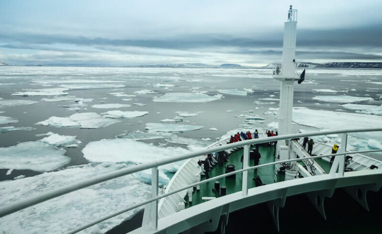 cruising through arctic pack ice view from top deck cp