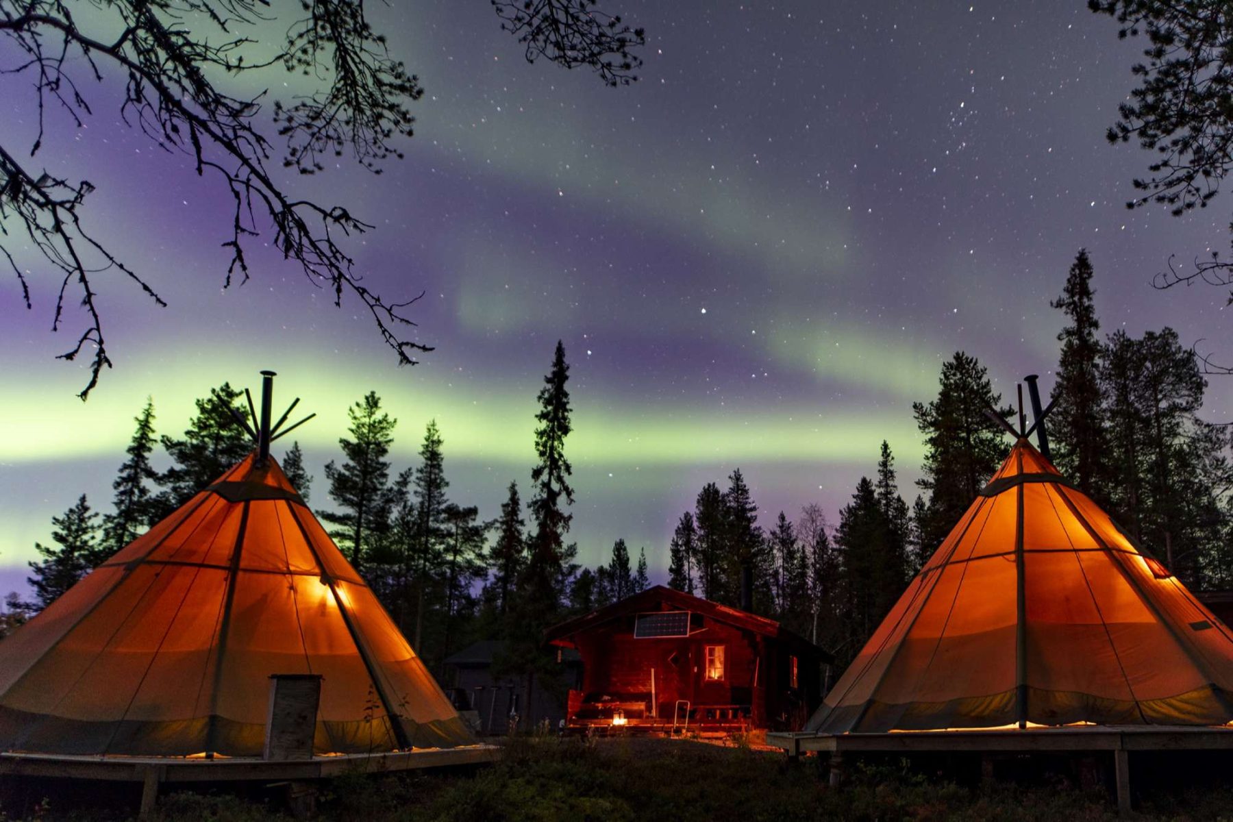 swedish lapland sapmi nature camp northern lights