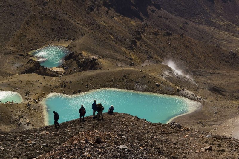 new zealand tongariro national park emerald lakes hikers istk