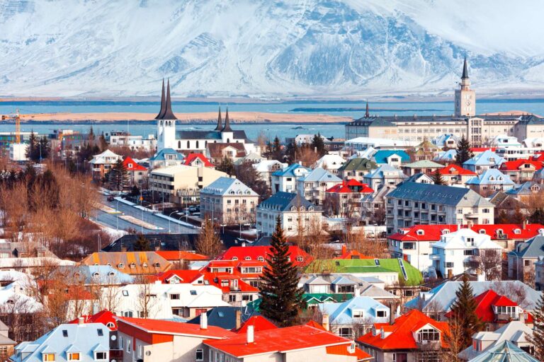 iceland reykjavik city rooftops winter istk