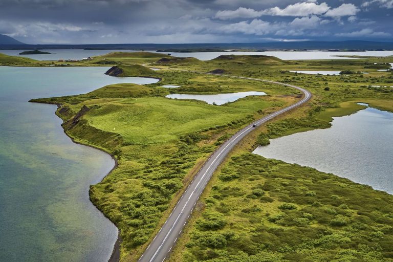 Aerial view over Lake Myvatn