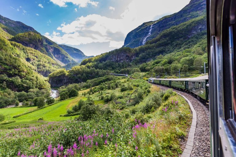 norway view over valley from flamsbana train istk