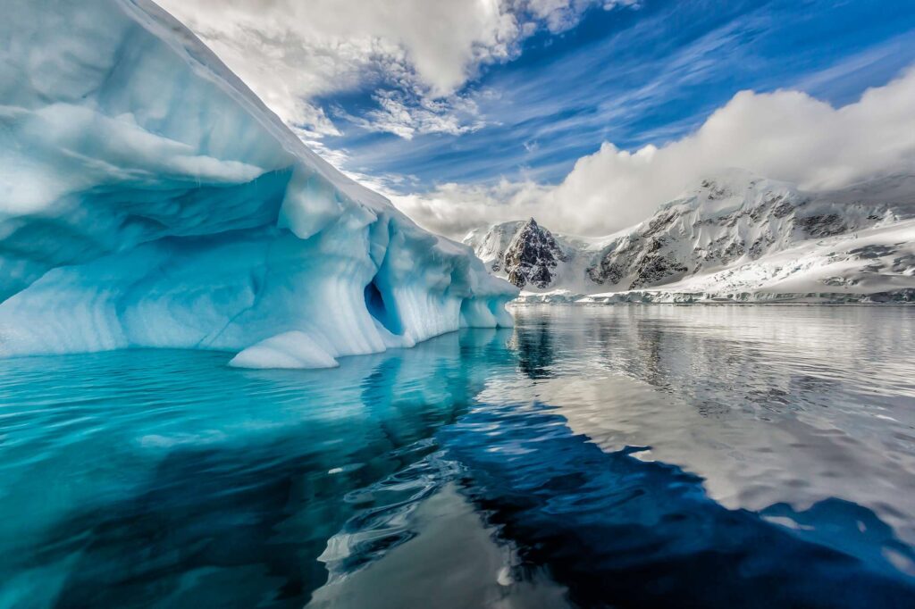 antarctica spectacular blue iceberg reflected istk