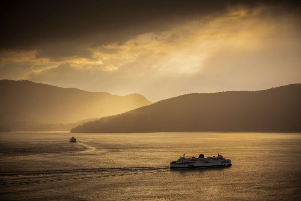 canada bc ferry at sunset istk