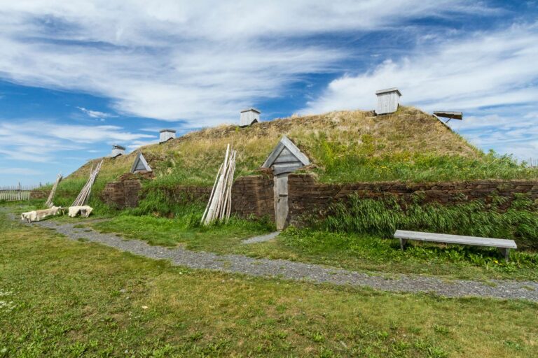 canada newfoundland viking longhouse at l anse aux meadows istk