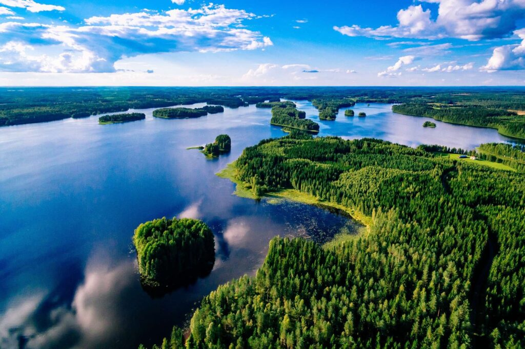 finland aerial view over lakes istk