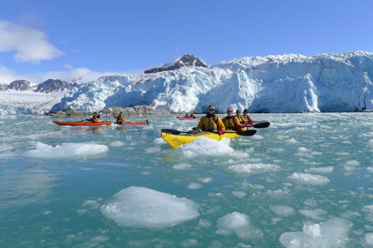 spitsbergen kayaking near glacier ae