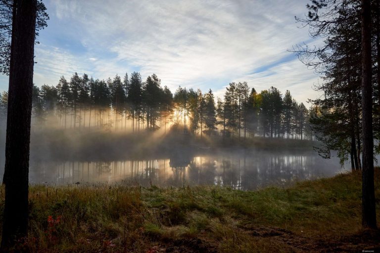 swedish lapland mist over rane river autumn gr