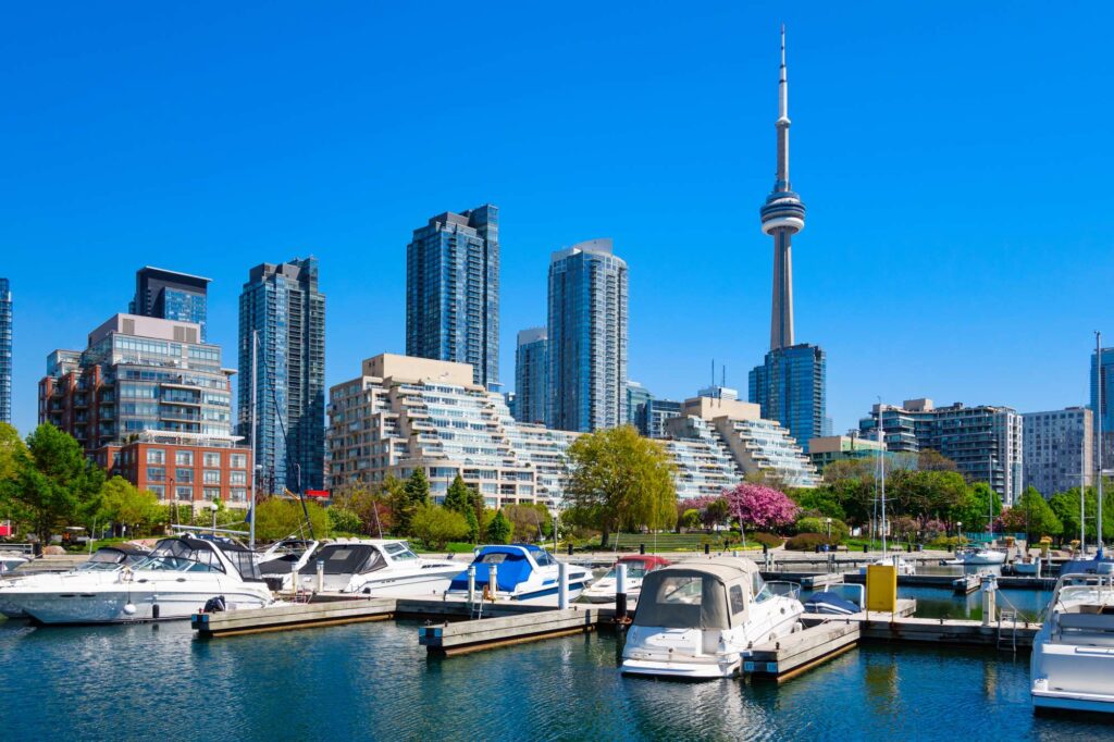 canada toronto waterfront and cn tower ontario istk