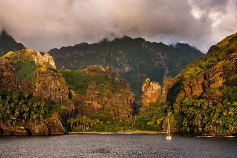 french polynesia marquesas islands towering cliffs at fatu hiva ac