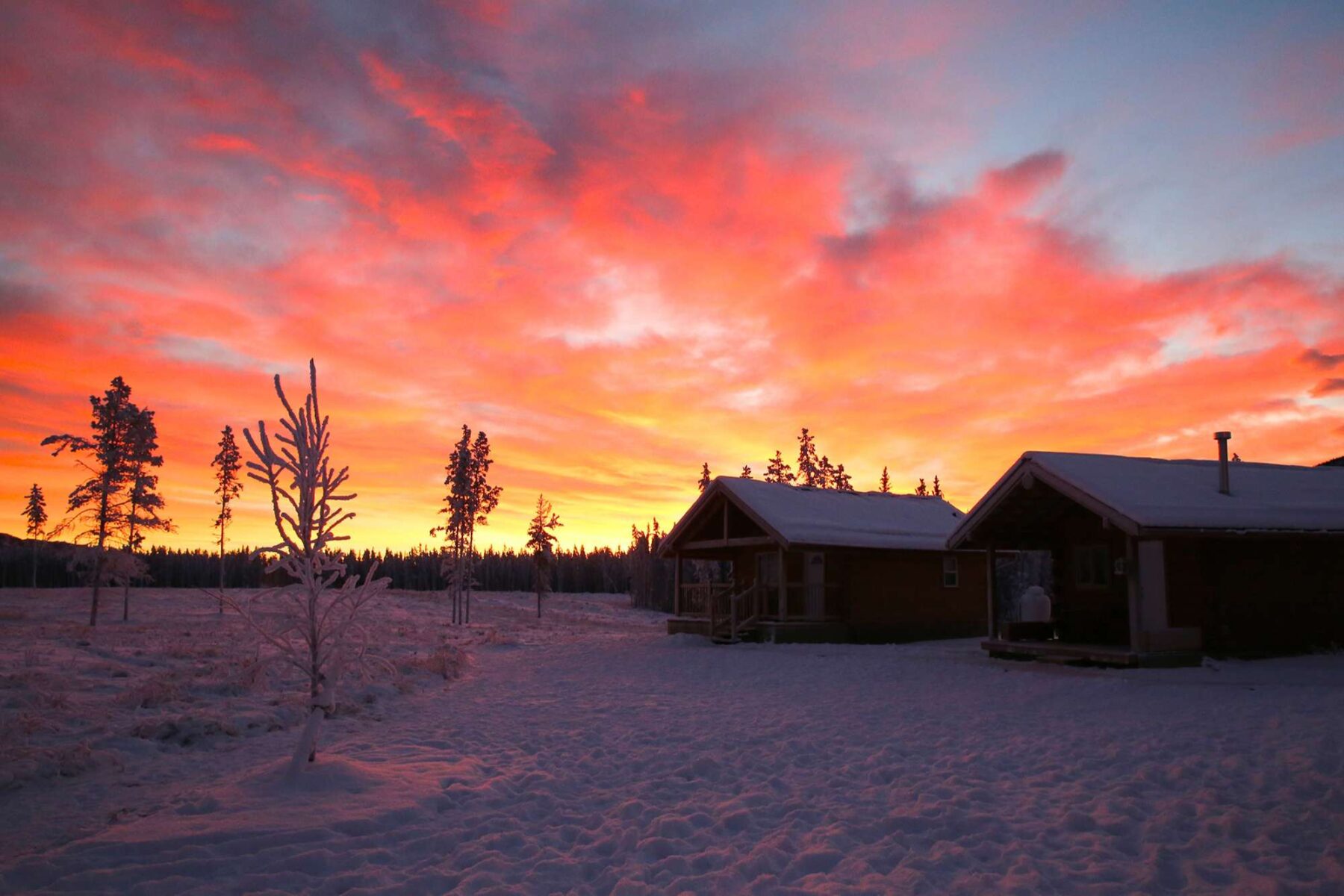 northern lights resort and spa winter sunset