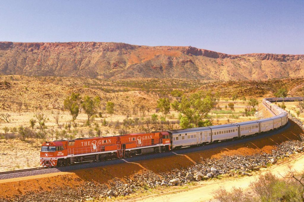 australia the ghan train rolling through the outback