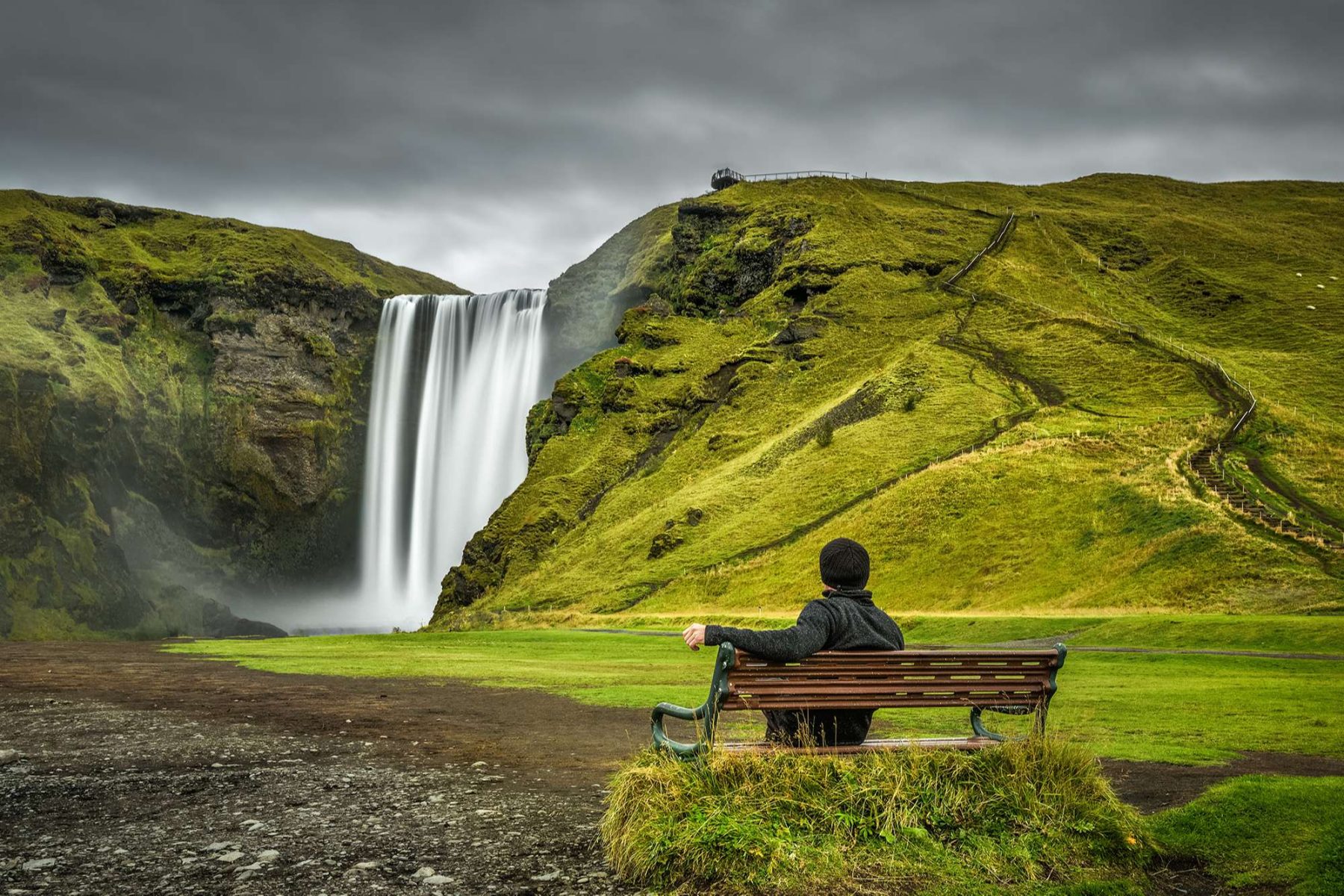 south iceland taking in the view at skogafoss istk