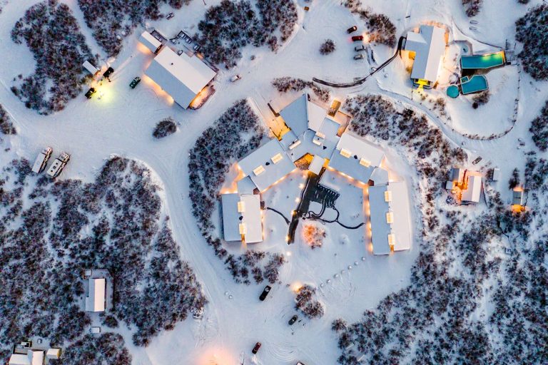 hotel husafell aerial view winter