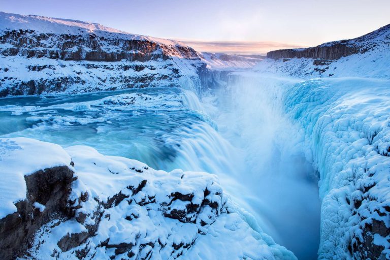 iceland stunning gullfoss waterfall winter istk
